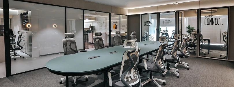 Modern office workspace with desk and chair